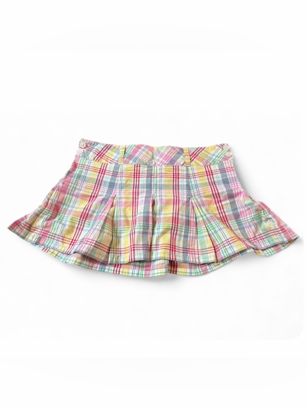 Abercrombie & Fitch Y2K Vintage Preppy Pleated Plaid Mini Skirt Pink Green Red
